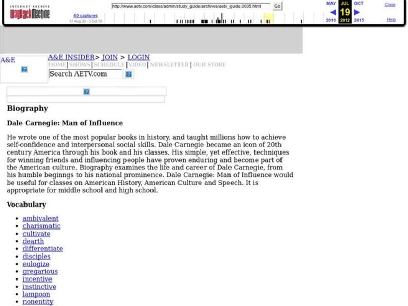 Dale Carnegie: Man of Influence Lesson Plan