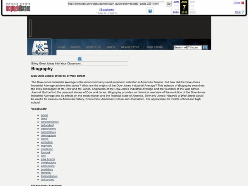 Dow And Jones: Wizards of Wall Street Lesson Plan