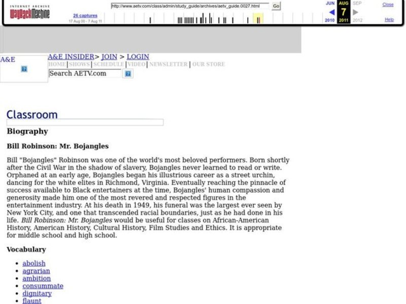 Bill Robinson: Mr. Bojangles Lesson Plan