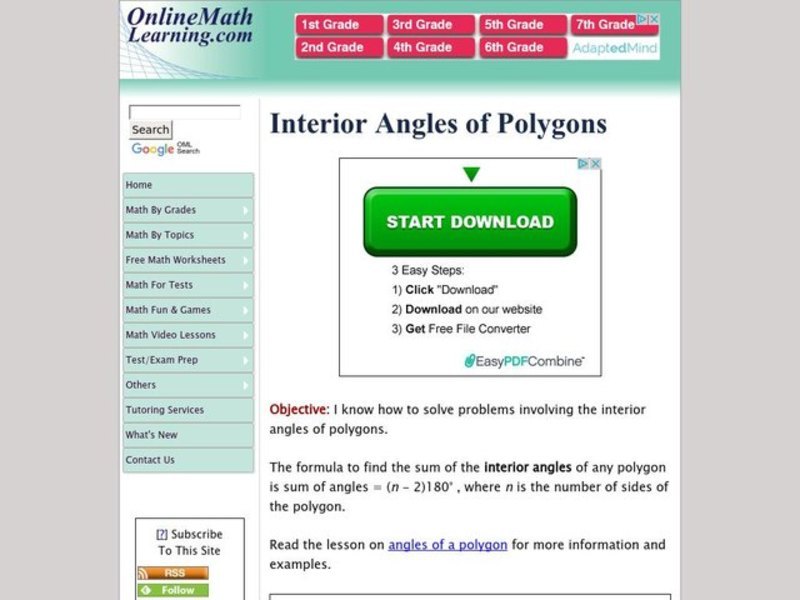 Interior Angles of Polygons Interactive