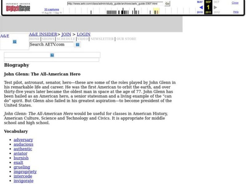 John Glenn: The All-American Hero Lesson Plan