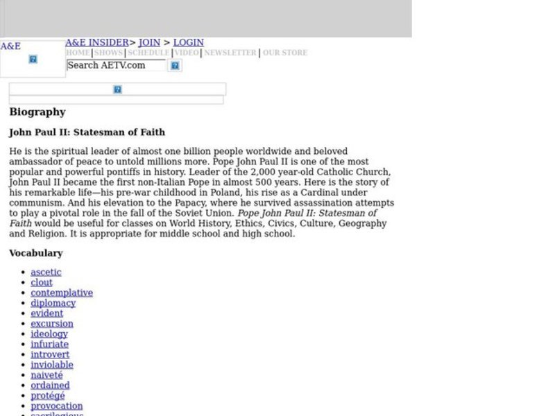 John Paul II: Statesman of Faith Lesson Plan