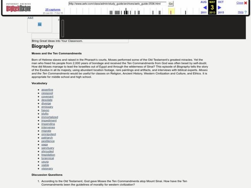 Moses and the Ten Commandments Lesson Plan
