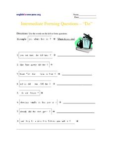 Intermediate Forming Questions - "Do" Worksheet