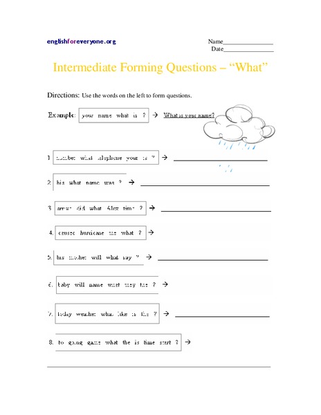 Intermediate Forming Questions -- Worksheet