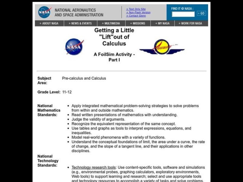 Getting a Little "Lift"out of Calculus Lesson Plan