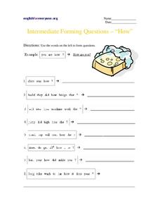 Intermediate Forming Questions -- Worksheet