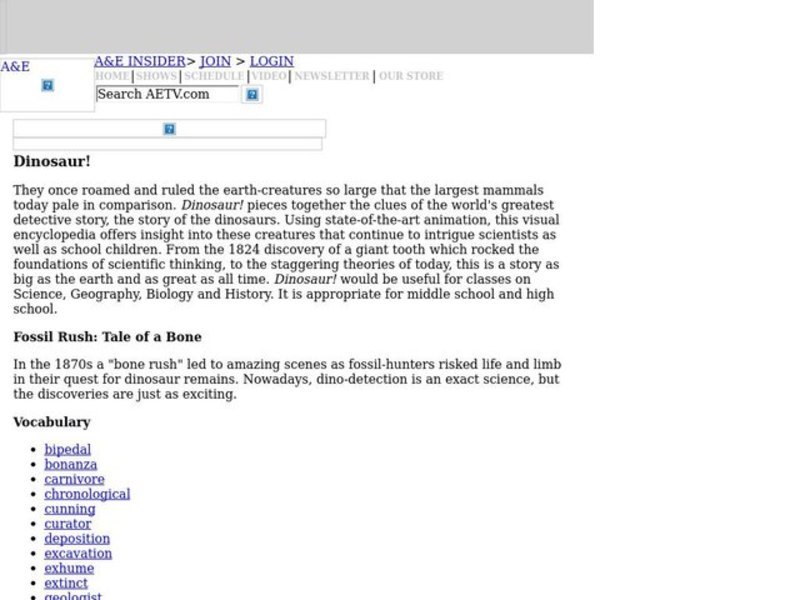 Dinosaur! Fossil Rush: Tale of a Bone Lesson Plan