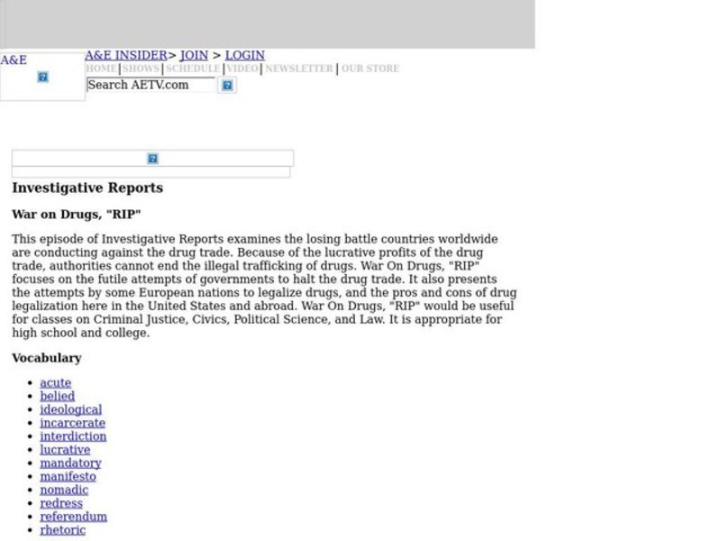 War on Drugs, "RIP" Lesson Plan