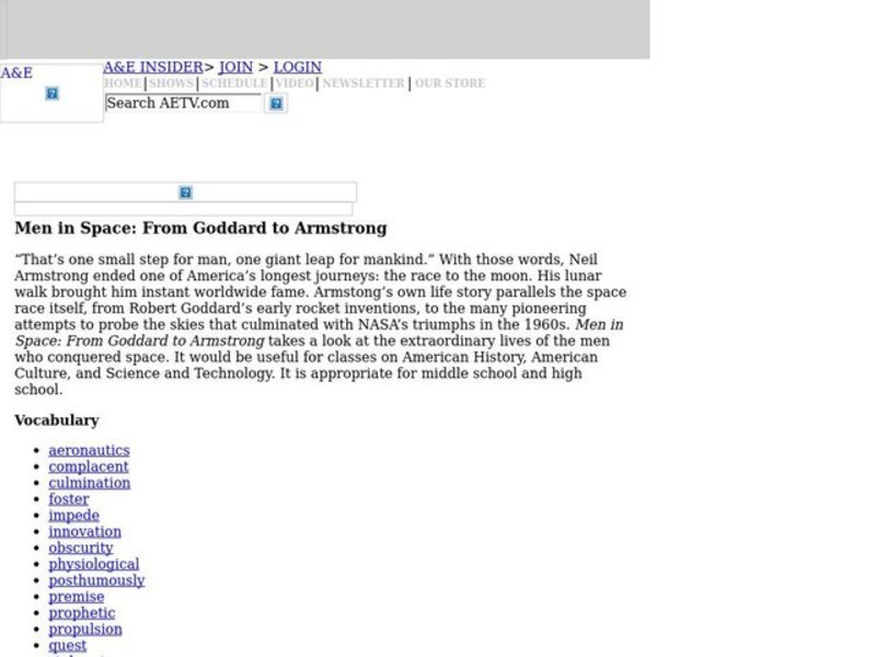 Men in Space: From Goddard to Armstrong Lesson Plan