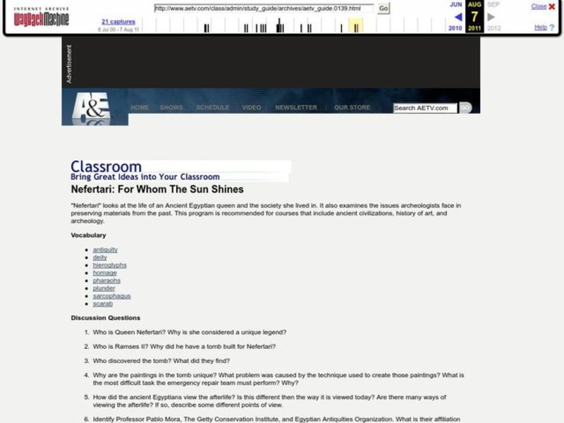 Nefertari: For Whom The Sun Shines Lesson Plan
