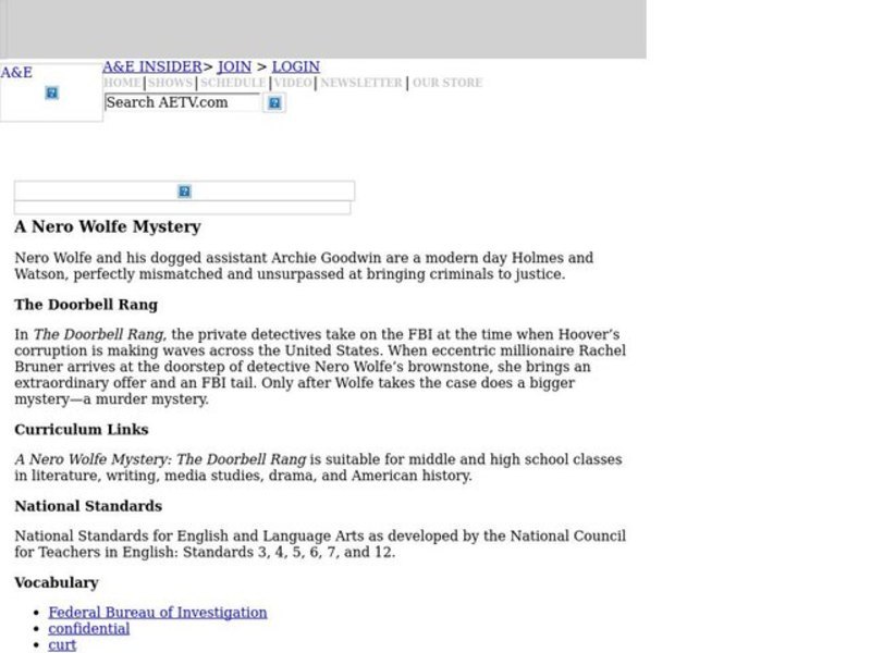 A Nero Wolfe Mystery Lesson Plan