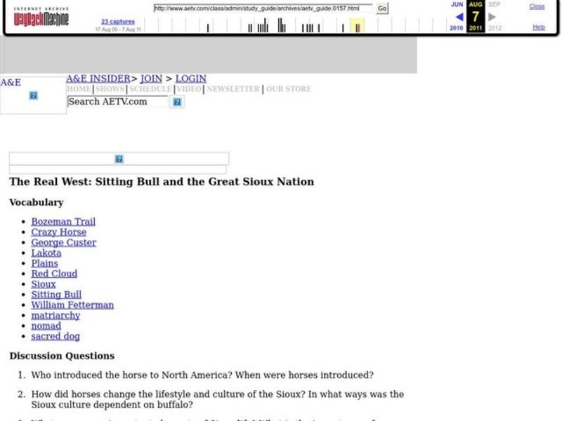 The Real West: Sitting Bull and the Great Sioux Nation Lesson Plan
