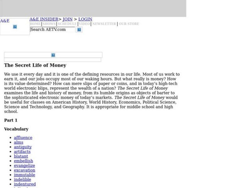 The Secret Life of Money Part 1 Lesson Plan