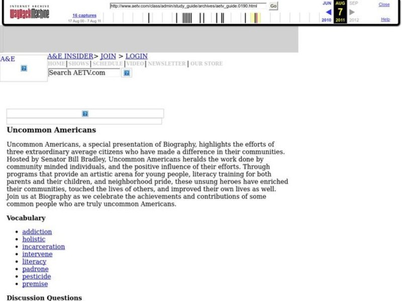 Uncommon Americans Lesson Plan