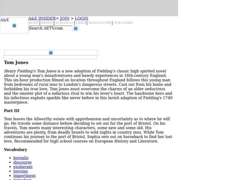 Tom Jones Part III Lesson Plan