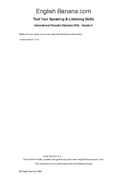International Phonetic Alphabet Worksheet