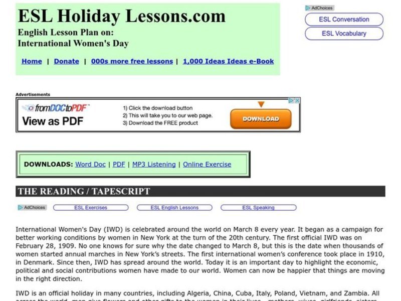 International Women's Day Worksheet