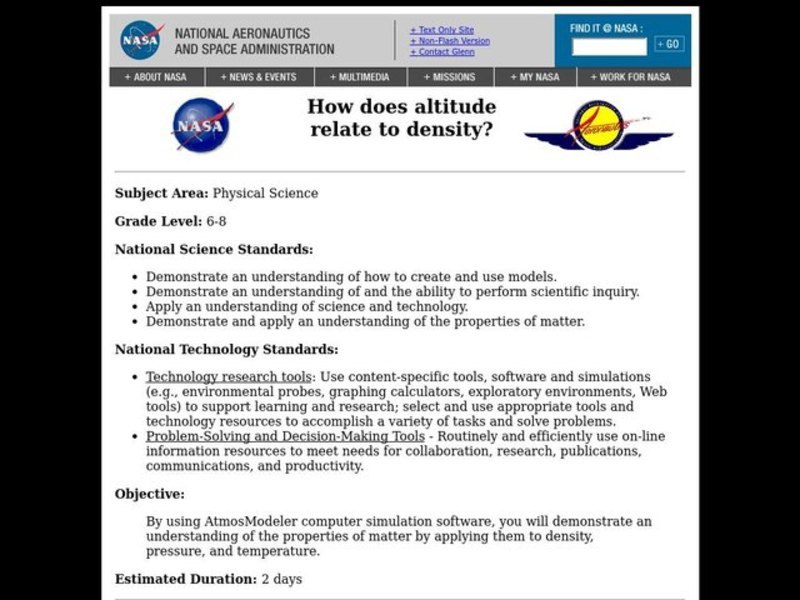 How Does Altitude Relate To Density? Lesson Plan