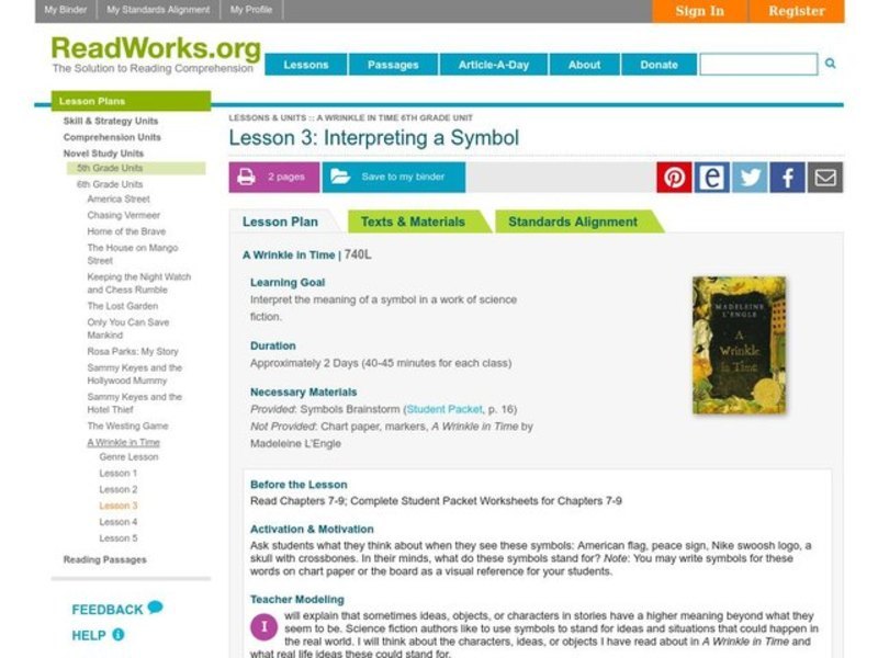 Interpreting a Symbol Lesson Plan