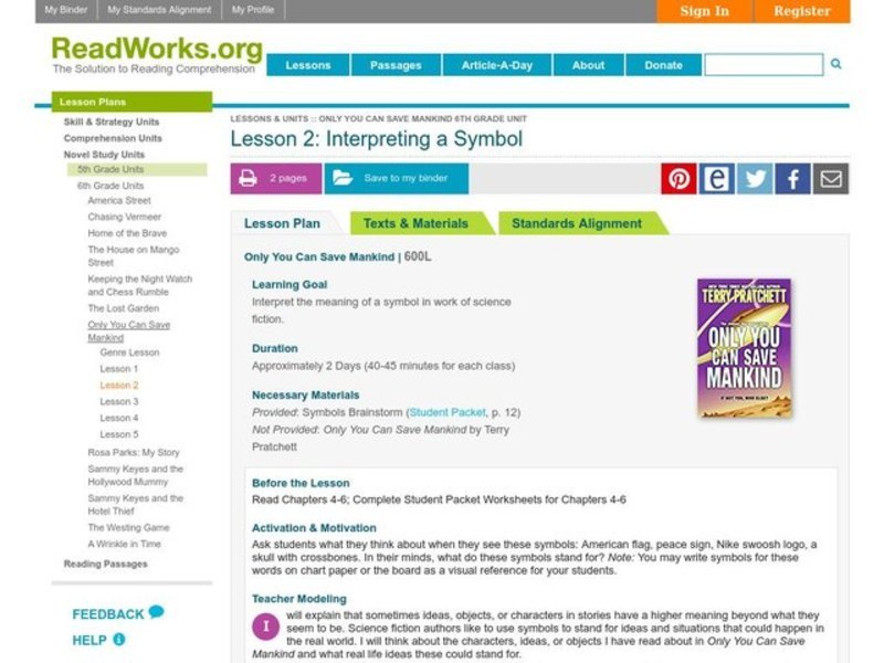 Interpreting a Symbol Lesson Plan