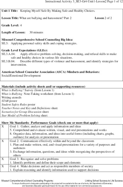 What Are Bullying and Harassment? Part 2 Lesson Plan