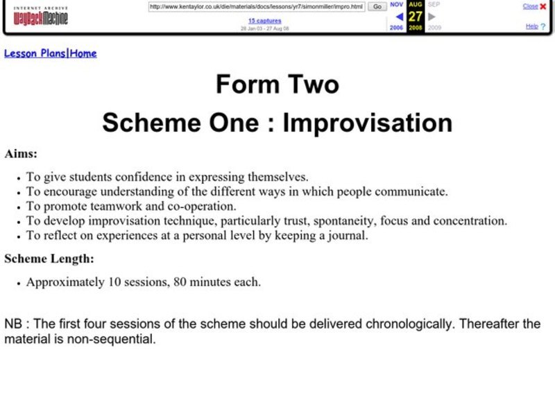 Improvisation Lesson Plan