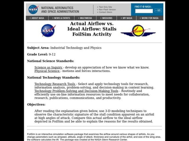 Actual Airflow vs. Ideal Airflow: Stalls Lesson Plan