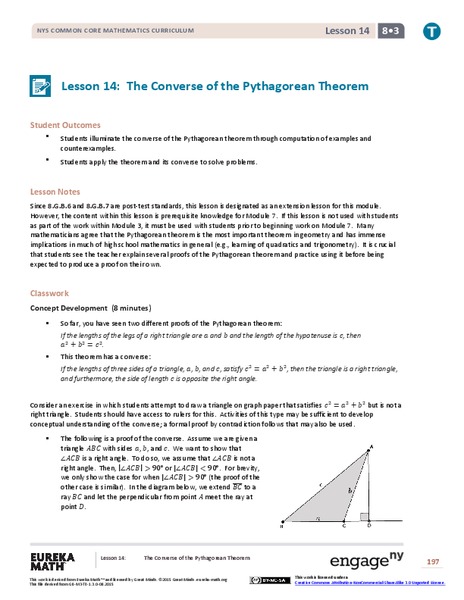 The Converse of the Pythagorean Theorem Lesson Plan