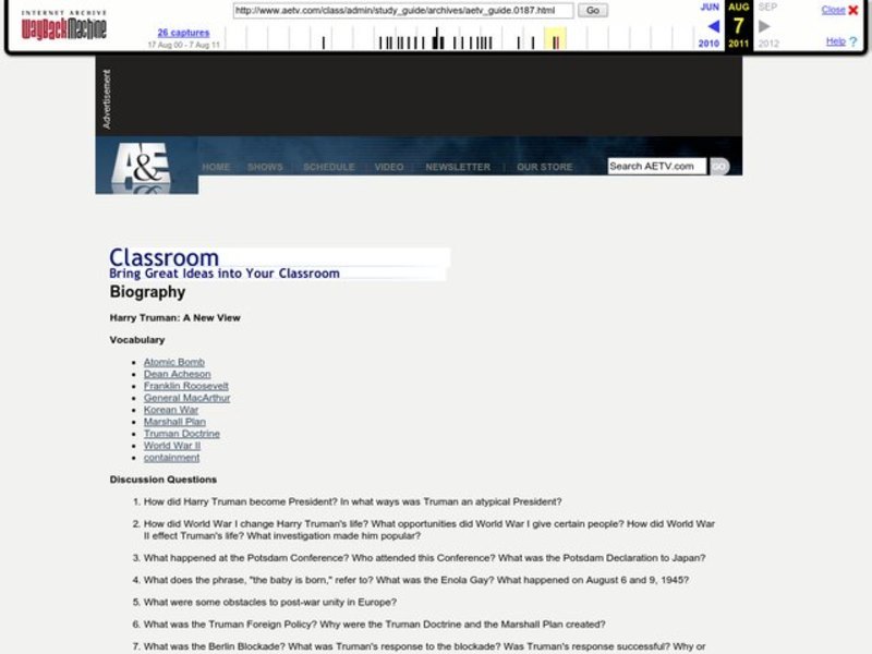 Harry Truman: A New View Lesson Plan