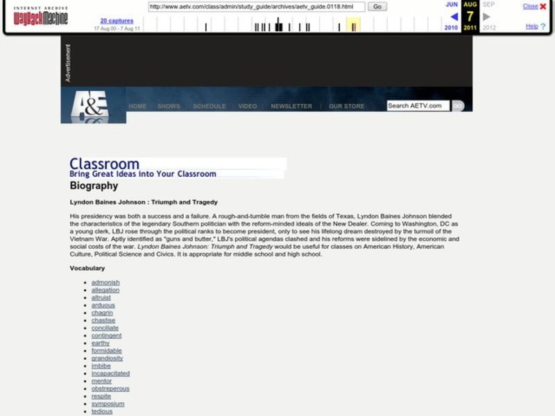 Lyndon Baines Johnson : Triumph and Tragedy Lesson Plan