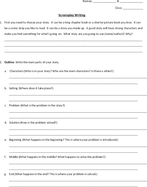 Screen play writing Lesson Plan