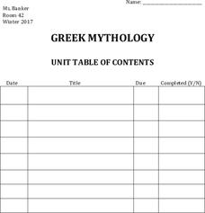 Greek Mythology_Table_of_Contents Printables
