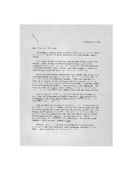 Vietnam Unit III: Bobby Lou Letter to JFK Article