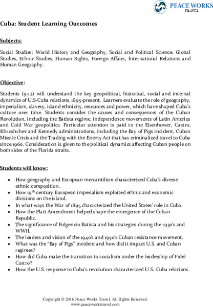 Cuba_Student_Learning_Outcomes (2016) Lesson Plan