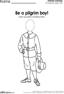 Pilgrim Boy Coloring Page