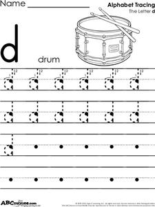 Lowercase Letter Tracing Printable: d