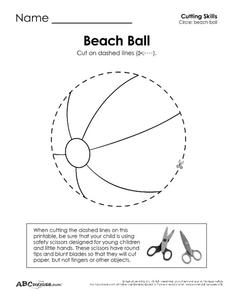 Beach Ball Cutting Skills Printable