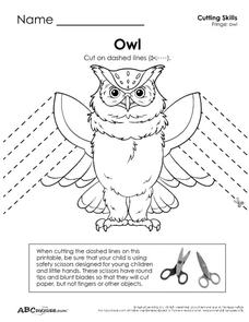 Owl Cutting Skills Printable