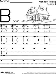 Letter Tracing Uppercase B