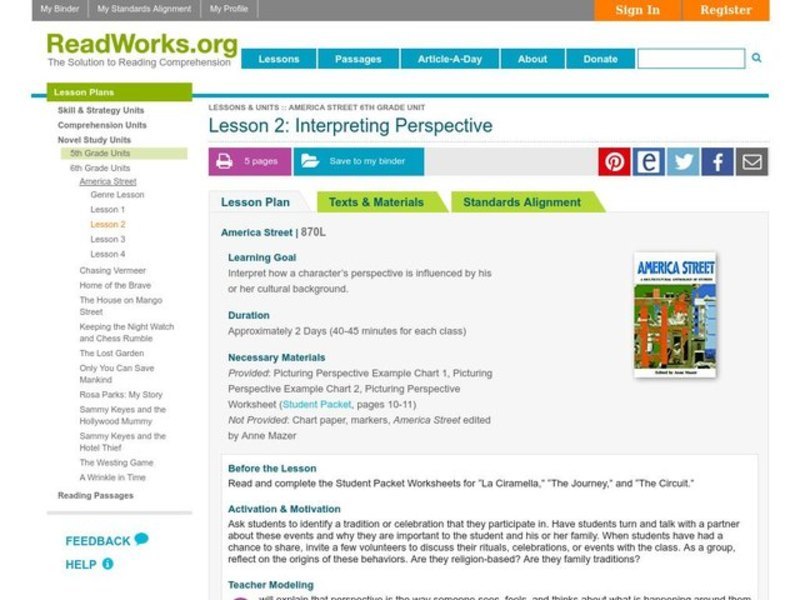 Interpreting Perspective Lesson Plan