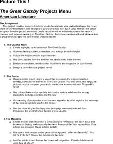 Project Menu for The Great Gatsby