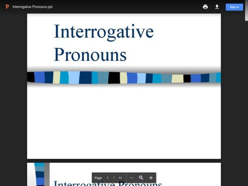 Interrogative Pronouns  PPT