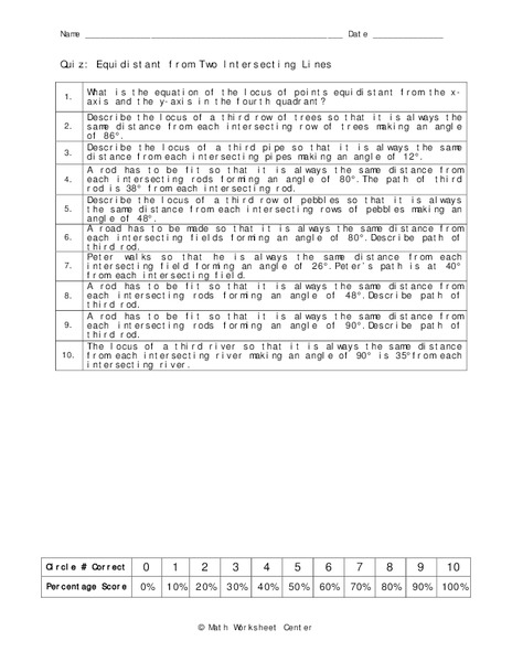 Intersecting Lines Worksheet