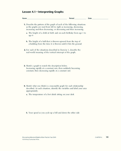 Interpreting Graphs Worksheet