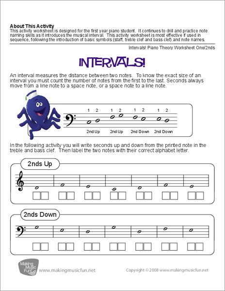 Intervals! (Seconds) | Free Music Theory Worksheet (Digital Print) Worksheet