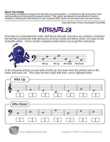 Intervals! (Fourth) | Free Music Theory Worksheet (Digital Print) Worksheet