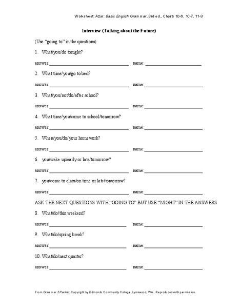 Interview: Talking About the Future Worksheet