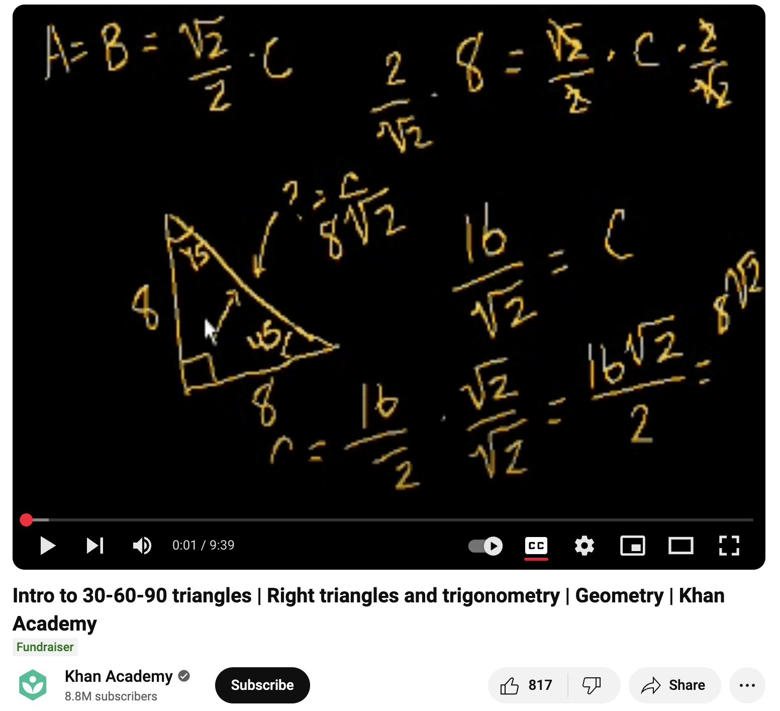 Intro to 30-60-90 Triangles, Right Triangles and Trigonometry, Geometry Instructional Video