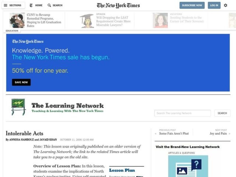 Intolerable Acts Lesson Plan